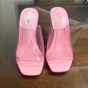 Bar III Pink Transparent Mules